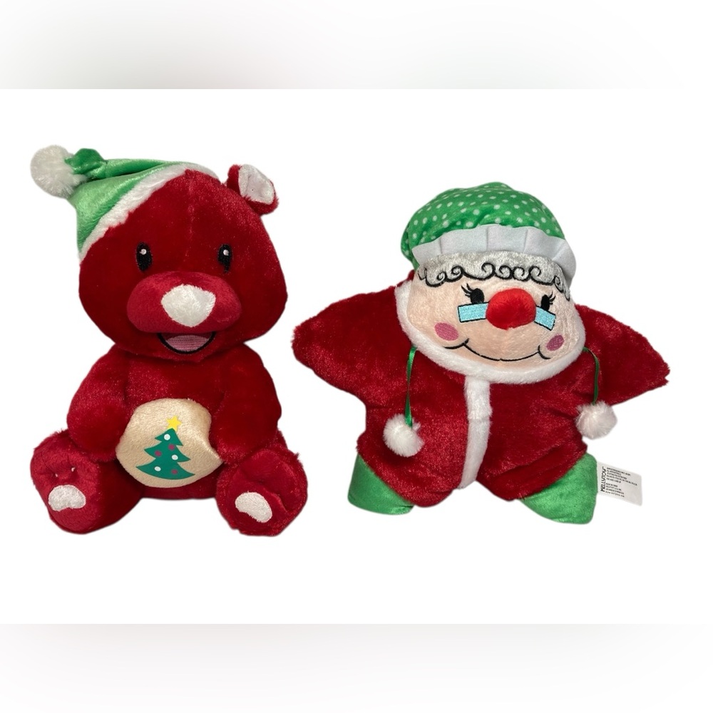 Lot - 2 Kellytoy Sugarloaf Christmas Plush Mrs Claus Star Teddy Bear Cookie 2016